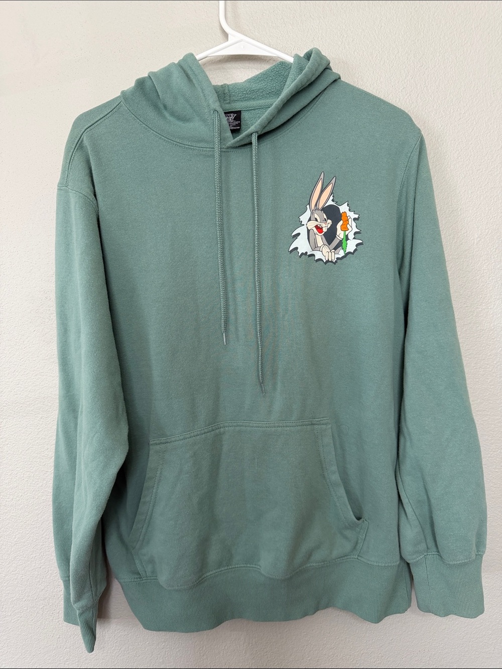 VTG Looney Tunes Green Bugs Bunny Pullover Hoodie Medium Nostalgic